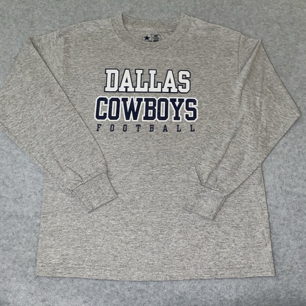 Dallas Cowboys Youth M 10–12 Long‎ Sleeve Shirt Gray NFL Football Team Apparel - Picture 2 of 9